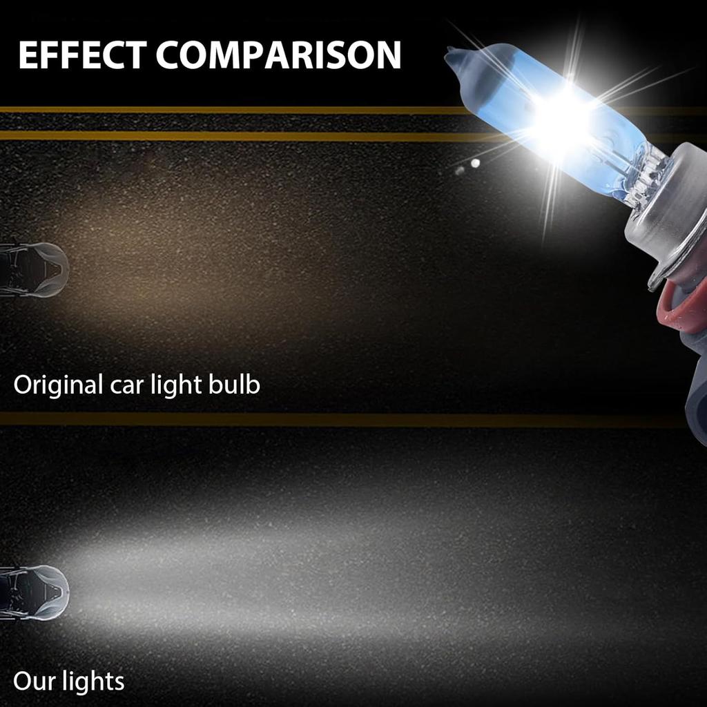 Pack-2 H11 Halogen Bulbs, Car Xenon Light Bulbs, 12V 55W Car High Beam Lights, Automobile Lights Replacement Kit, Universal for Most Cars, SUVs and