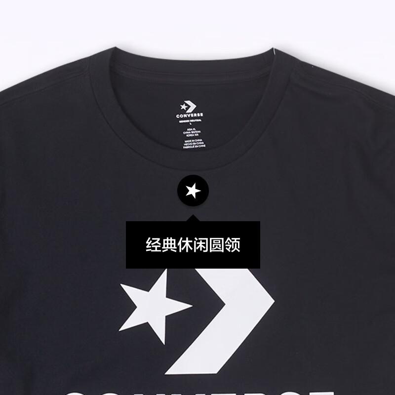 Converse T Shirts Unisex Black Crew Neck Moderate Straight Fit UCJ639-023