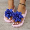 Fashion Comemore 2025 New Women's Thick Sole Slides Flower Decor Comfortable Home Slippers Casual Lightweight Beach Flip Flops Women