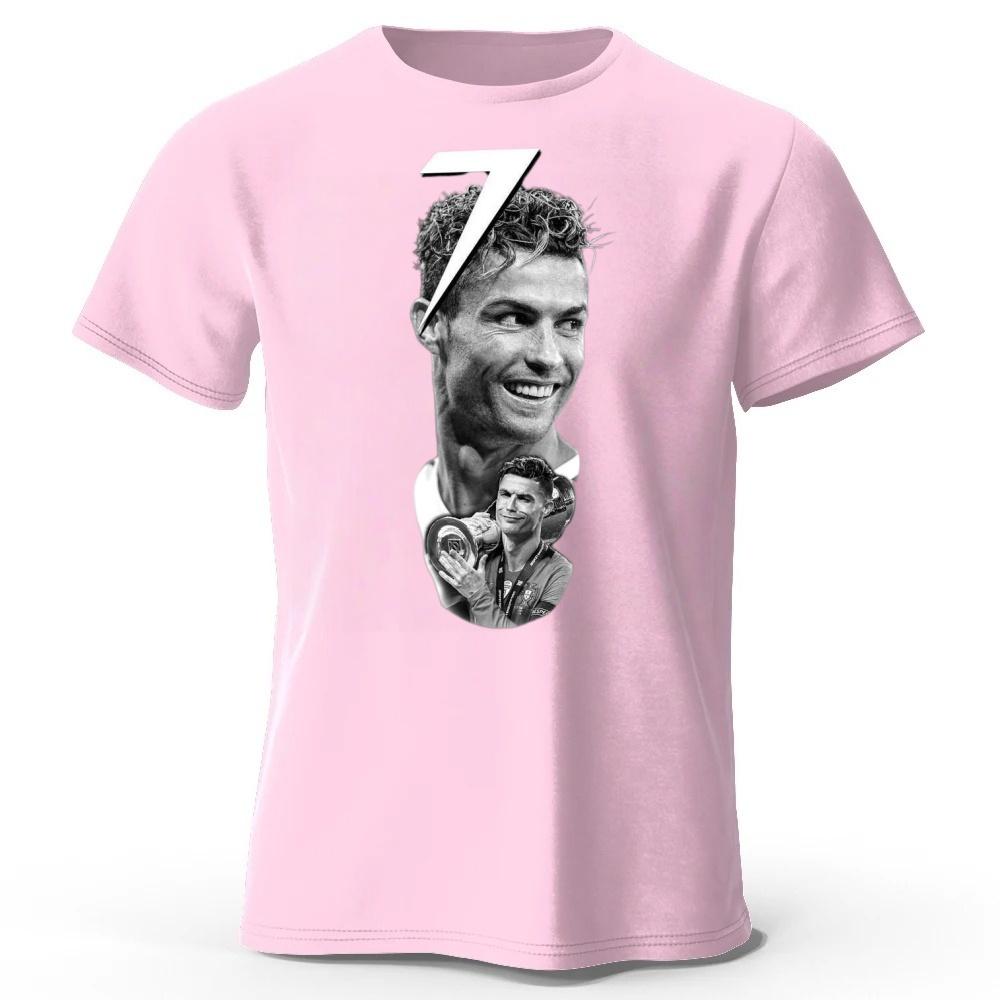 No7 Ronaldo Pure Cotton Short Sleeved Mens Loose Plus Size Fitness Sports Tshirt Womens Casual Fashion Comfortable Soft Top