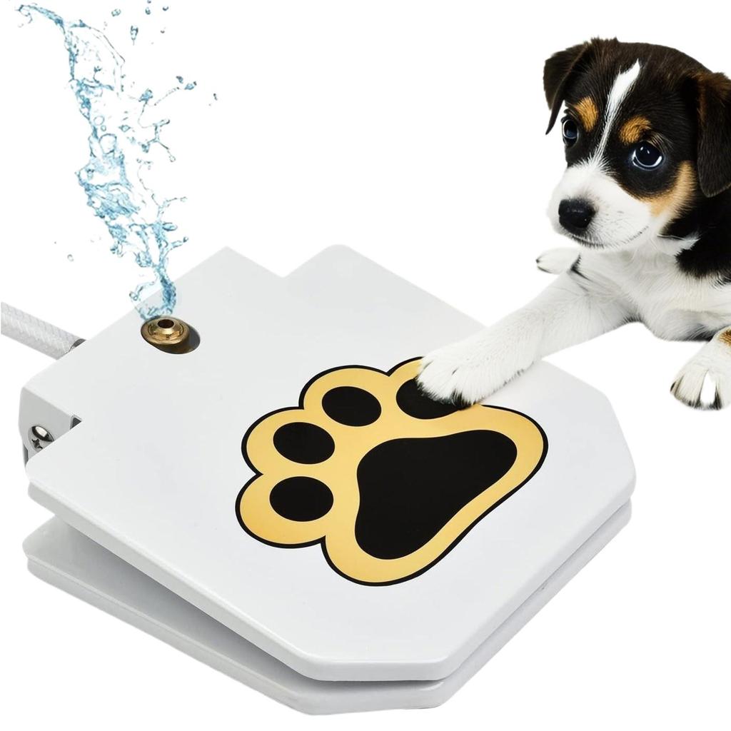Outdoor Dog Water Fountain Solid Coated Metal Pet Sprinkler Step on Water Feeder Dog Sprinkler Toy for Garden Backyard