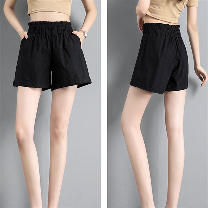 Summer Chiffon Korean High waist Ladies Shorts Women Flower Bud Vintage Harajuka Short Feminino Casual Elastic Wide Leg shorts