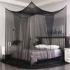 190*210*240cmSexy Mosquito Net Palace Four Door King/Queen Double Size Home Single Bed Prevent Insect Outdoor Square Grace White Canopy Net