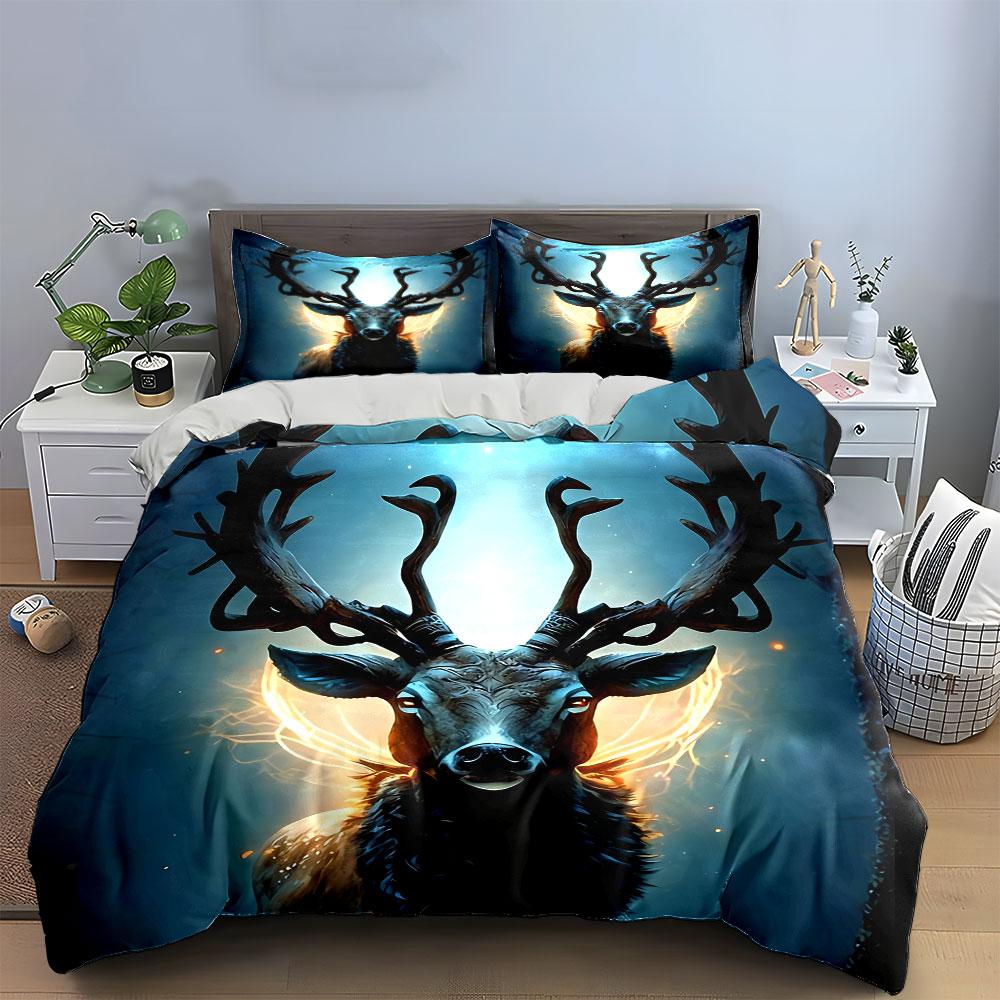 Magical Deer Decor Set Soft Comfortable Duvet Cover Bedding Set Included 1*Duvet Cover & 2*Pillowcases, Gift