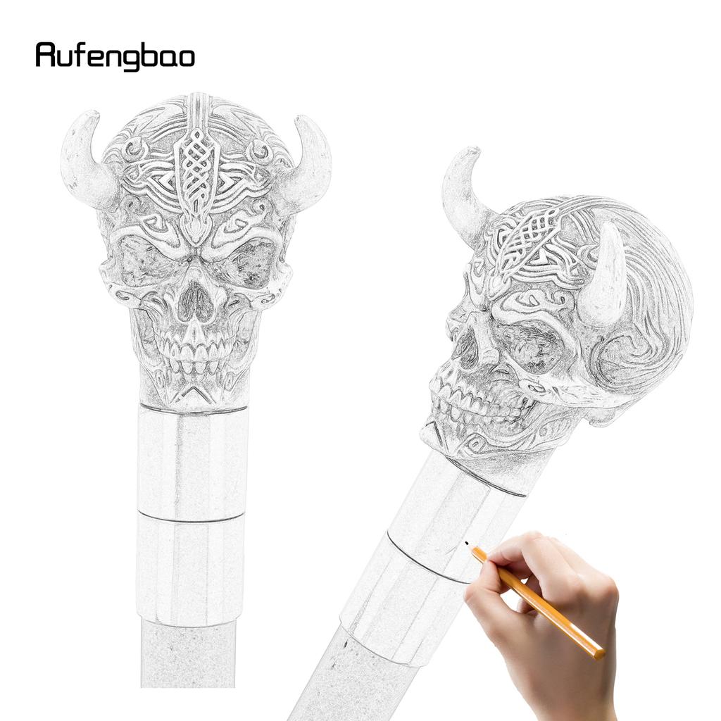 Yellow Horn Cattle Resin Skull Head Walking Cane Fashion Decorative Steel Stick Gentleman Skull Performance Stage Cane 93cm