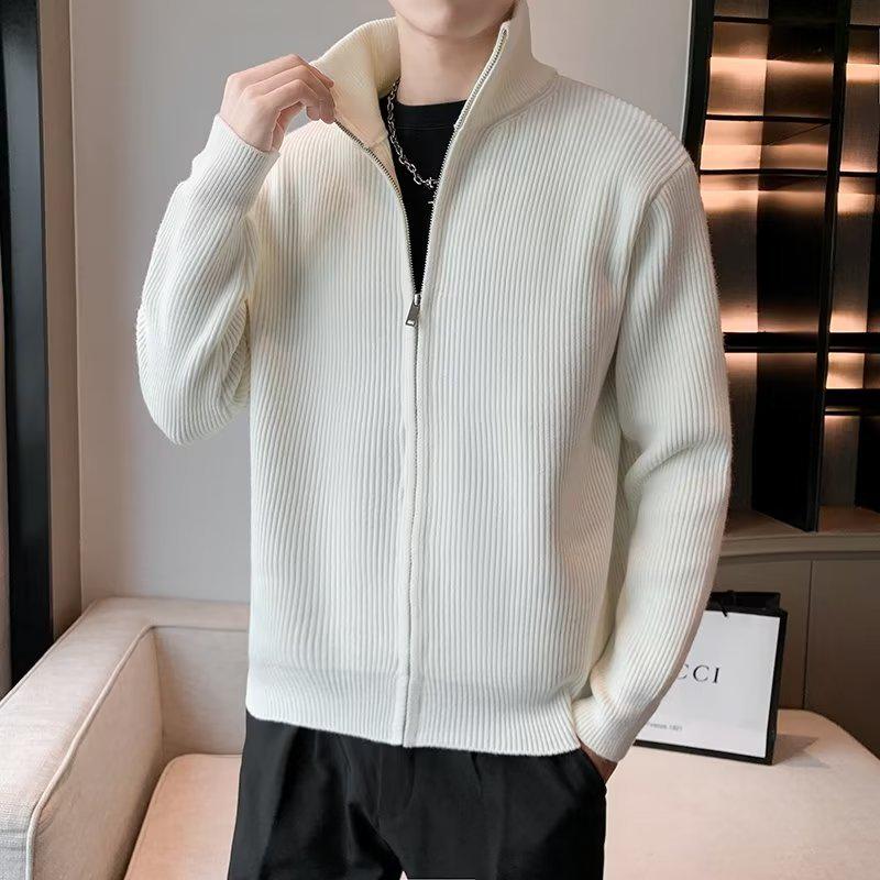 Men's Stylish Korean Stand-Up Collar Knit Jacket Cardigan, Slim-Fit for Spring/Autumn 2022
