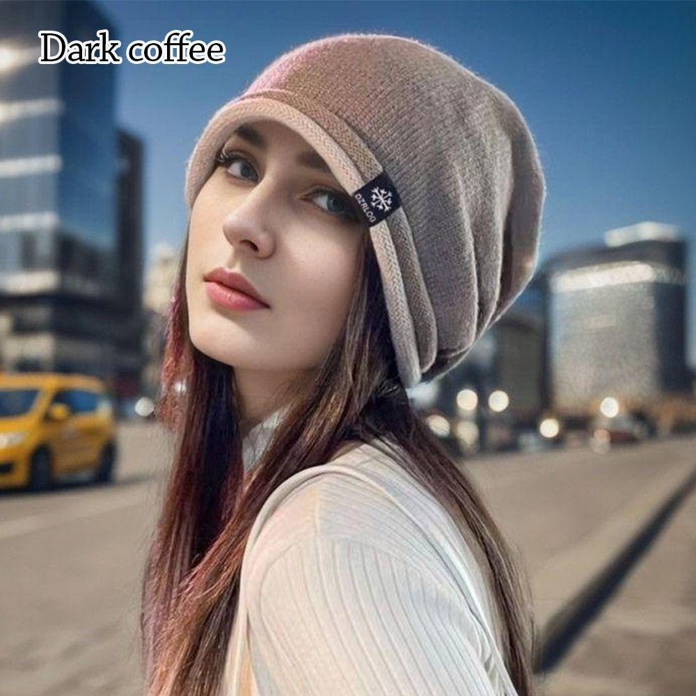

Thickened Winter Hats Keep Warm Knitted Hat Casual Bonnet Cap for Men Women колір темно кави