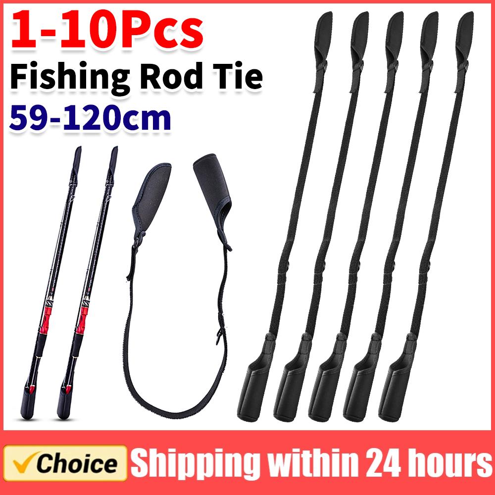 1-10Pcs Fishing Rod Socks Srtap Fishing Pole Sleeves Belt Rod Protector Adjustable Rod Cover Protector for Fishing Rod Tube Case