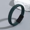 Mens Handmade Multi-Layer Leather Bracelet With Titanium Alloy Magnetic Clasp Geometric Design Casual Stylish Accessory