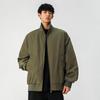 Men's Retro High Street Bomber Jacket - Stand-up Collar, Spring/Autumn, Trendy & Versatile Baseball Style