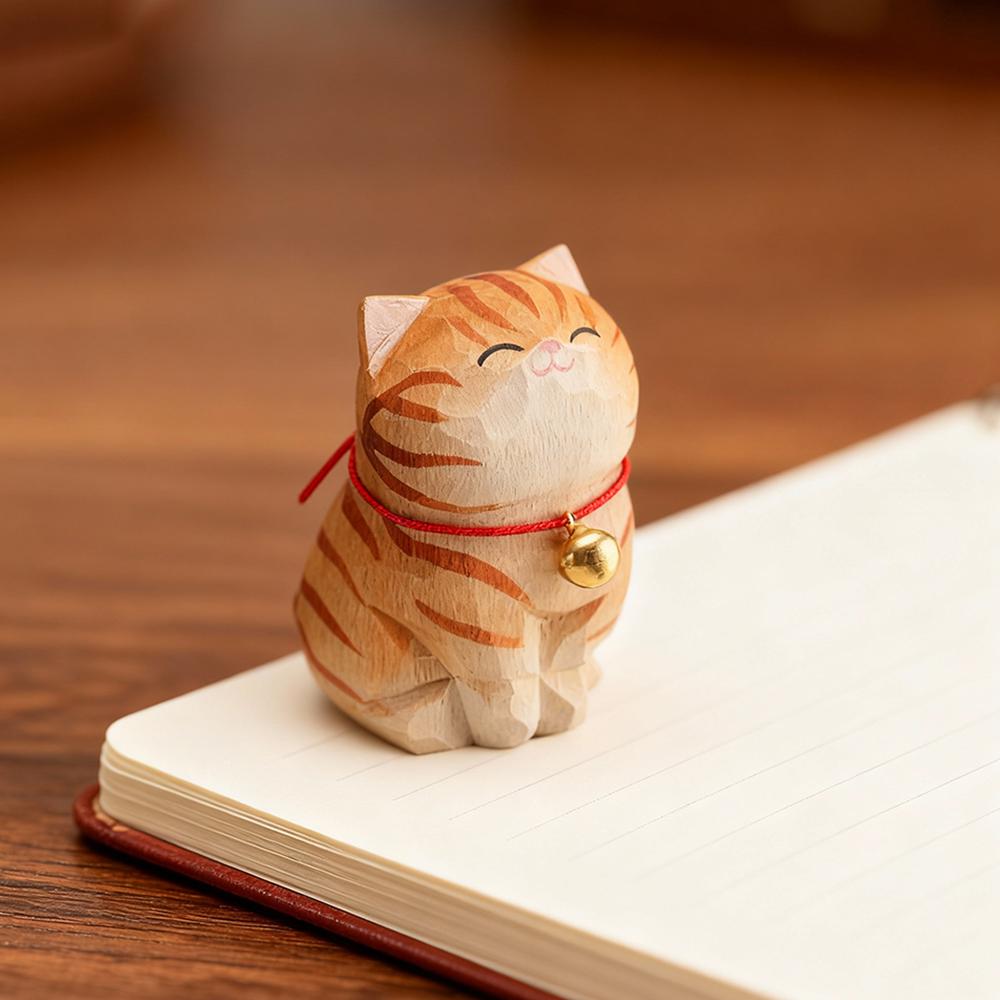 Wooden kitten Figurine Handmade Carving kitten Ornament Tabby cat  Perfect Gift for Cat Lovers Birthday Gift Christmas