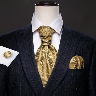 Vyriškas Paisley Ascot kaklaraištis, žakardinis, austinis, rankogaliai, rankogalių segtukai, vestuvių pasimatymų vakarėlio rinkinys