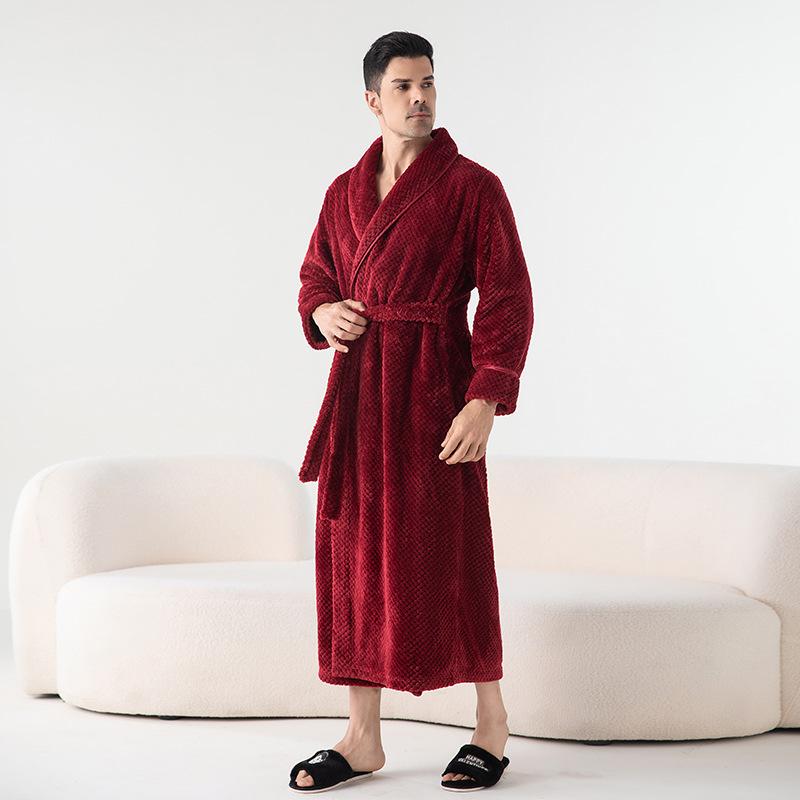 Autumn and Winter Bathrobe Padded and Thickened Couples Robe Lengthened Pajamas Women Bebe Velvet Comfortable Homewear