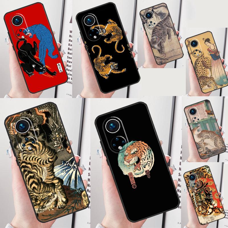 Japanese Ukiyo-e Art Panther Tiger Case For Honor Magic 7 5 6 Pro Honor 200 Pro X9b X9a X8b X8a X8 X9 X9c 50 70 90 Lite Cover