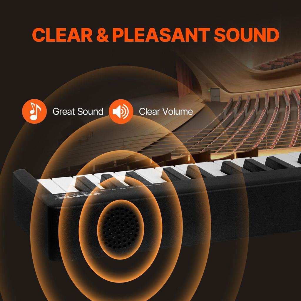 88 Key Folding Keyboard Piano Portable Foldable Piano Bluetooth MIDI Black
