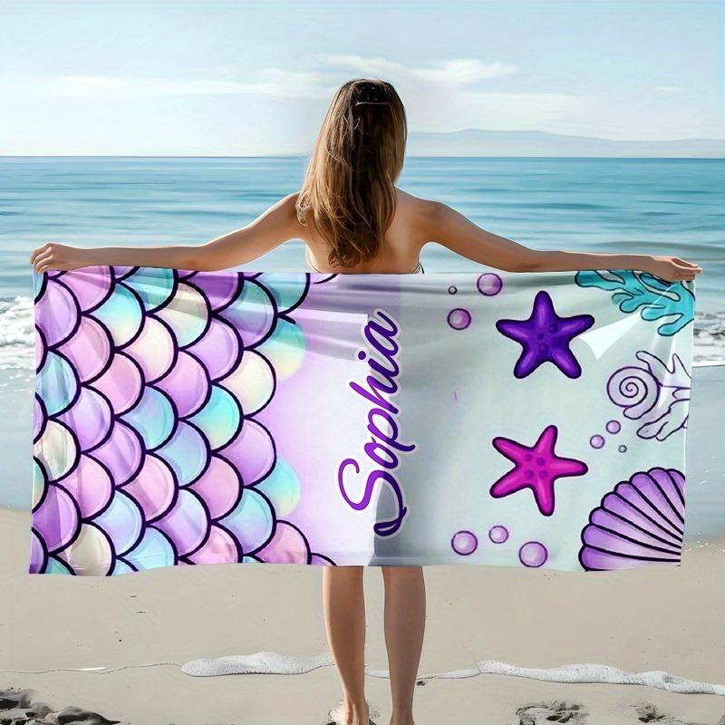 1pc Non- Mermaid Cartoon Beach Towel, Soft Absorbent, Ideal for Kids Adults Swimming Pool Beach Bath Travel Outdoor Use