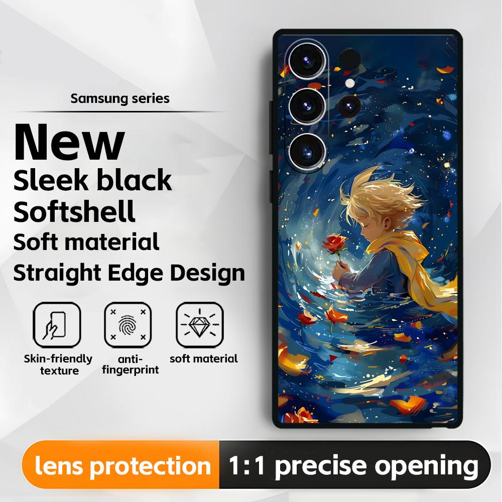 Anime The Little Prince Phone Case For Samsung Galaxy S25 S24 S23 S22 S21 S20 Plus Ultra Note20 Soft Black