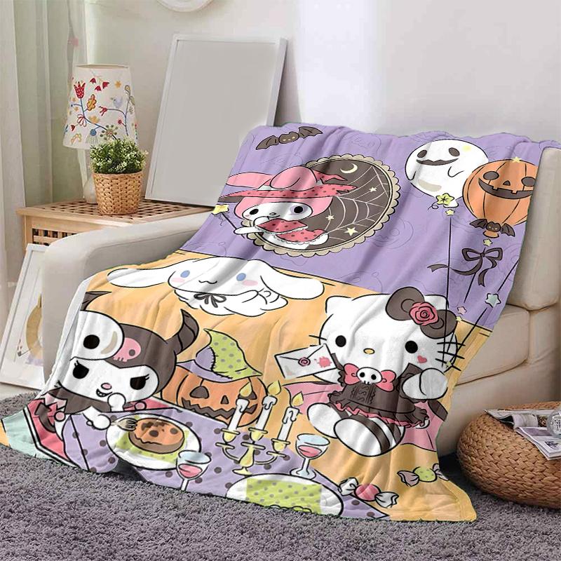 1pc Hello Kitty and Friends Halloween Party Blanket, Soft Throw for Home Decor, Perfect Gift for All Seasons, Living Room, Travel, Camping, Car Blanke