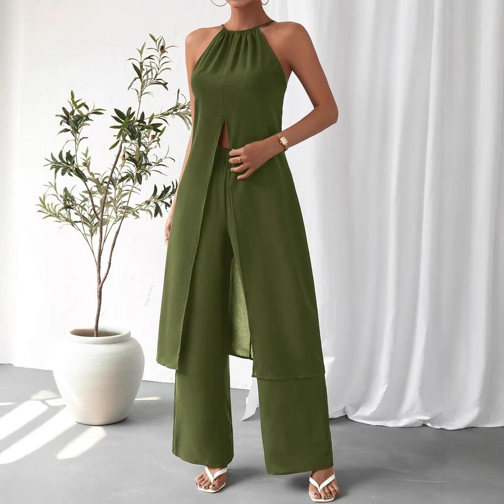 2025 Elegant Casual Solid Color Women's Camisole Two-Piece Set