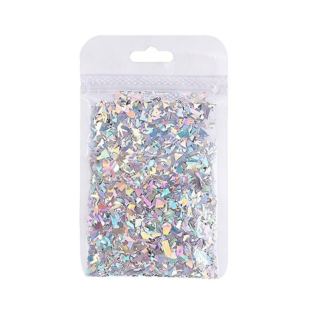 Laser Silver Nail Glitters Sparkly Sliver Nail Charms New Chunky Glitter for Women DIY Manicure