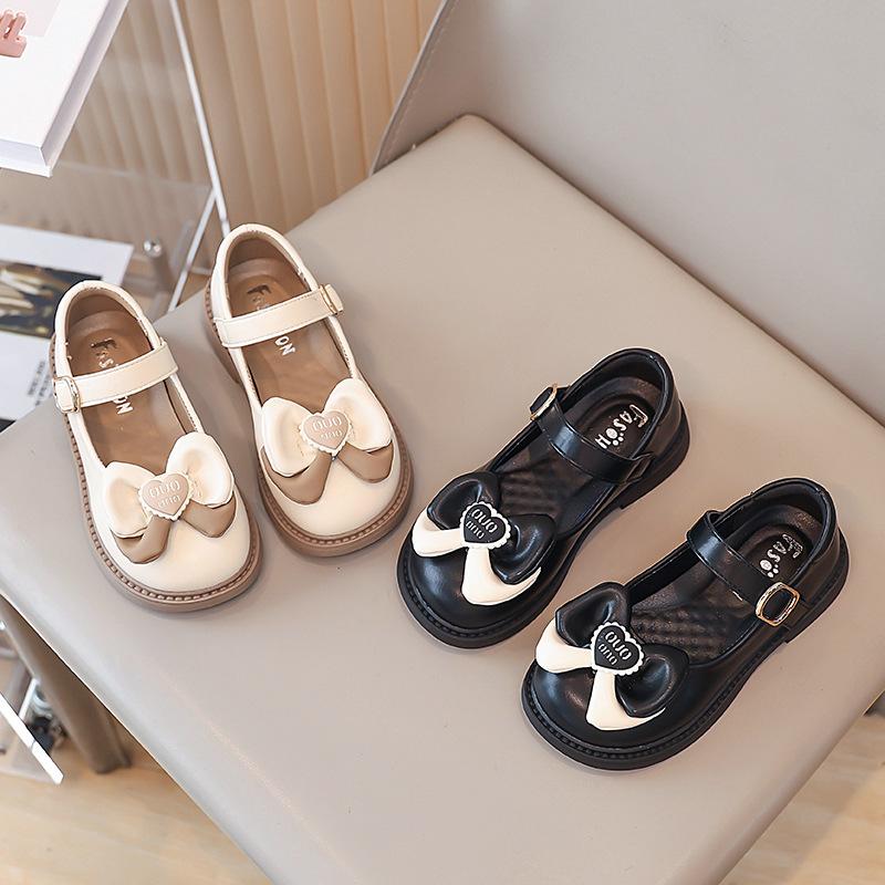 Shallow mouth 2025 princess shoes girls casual versatile single shoes Korean version non-slip performance leather shoes bow spring and autumn tide