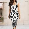 Women Plus Size Sleeveless Vest Midi Dress With Metal Ring Decorative Detail On Left Neckline