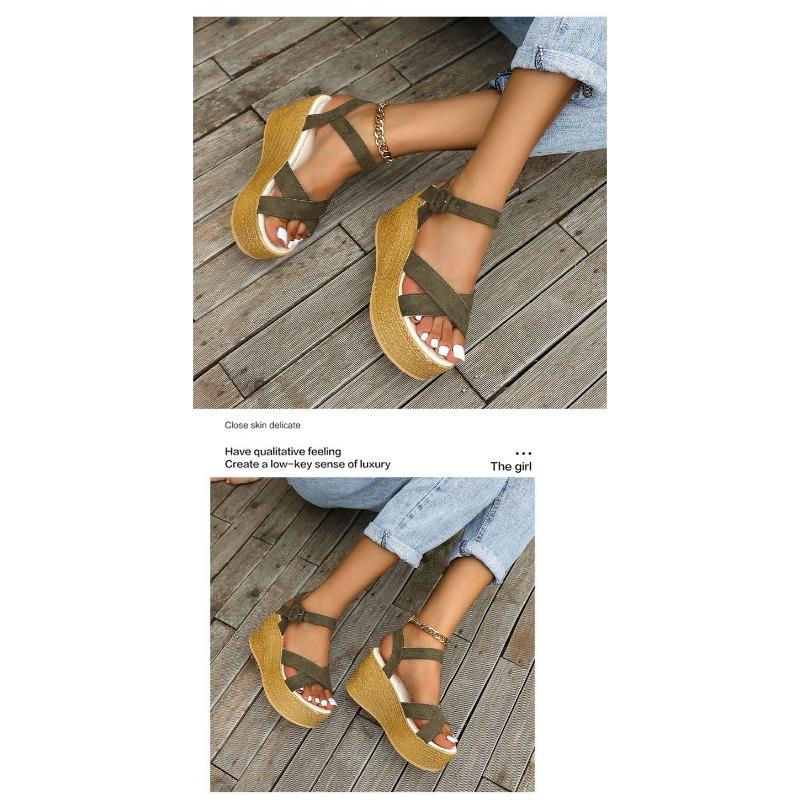 Sandals Women's Large Size Slope Heel Thick Bottom Sandals Ladies Sandals