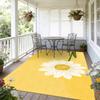 Bright Yellow Floral Art Area Rug Abstract Petal Pattern Floor Carpet for Balcony Patio  Living Room Backyard Housewarming Gift