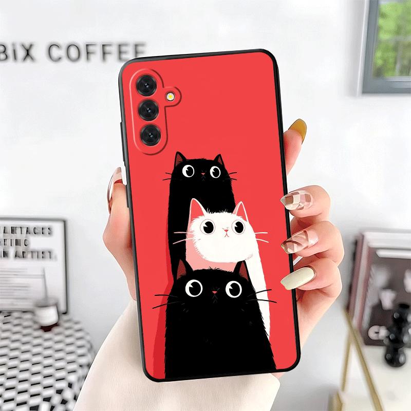 Cat Cute Kitten Cartoon Soft Phone Case for Samsung A17 A37 A57 A16 A26 A36 A56 A15 A25 A35 A55 A14 A24 A34 A54 A13 A23 A33 A53