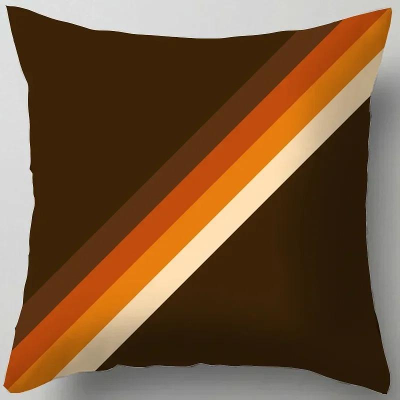 Housse De Coussin Pour Canapé, Décoration Moderne Pour La Maison, Salon, Bureau, Taie D'oreiller Géométrique Orange