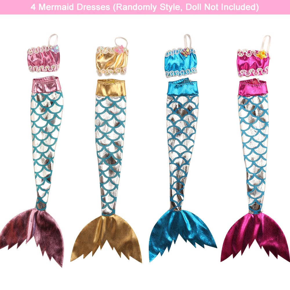 Barwawa 30cm Doll Set Random 4 4 Mermaid 10 and 40 Suitable for Scale Day Gift Clothes, 62-Piece (4 Dresses, Dresses, Dresses, Shoes, Accessories),