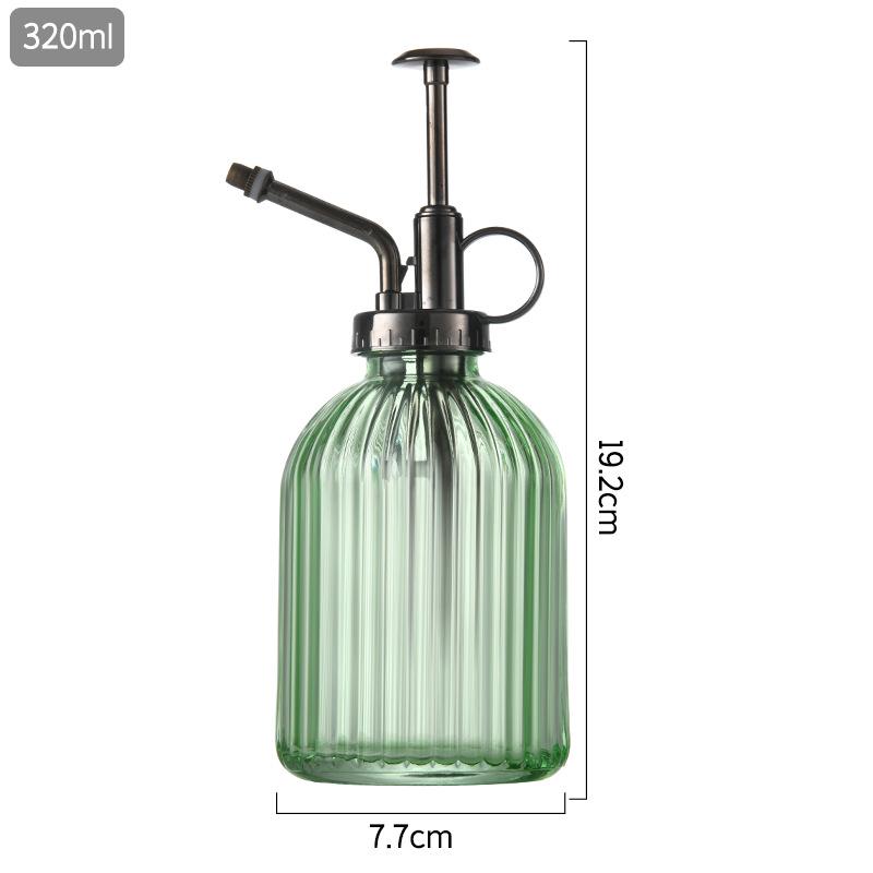 Creative Hand-Press Glass Watering Spray Bottle with Vertical Stripe Design