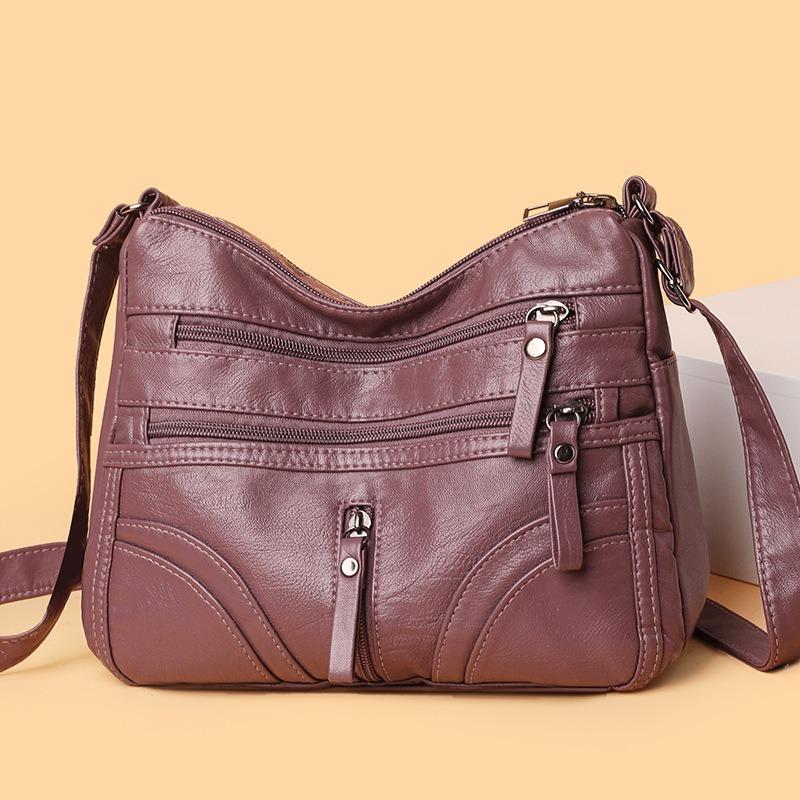 Weiche Leder Umhängetasche Schultertasche einfache Muttertasche Damen neue Mode vielseitige Retro-Tasche