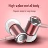 Magnetic Wired In-Ear Earphones with Remote, Mic, Metal Heavy Bass, Noise Canceling, Round Hole, for Phones, Computers, Gaming