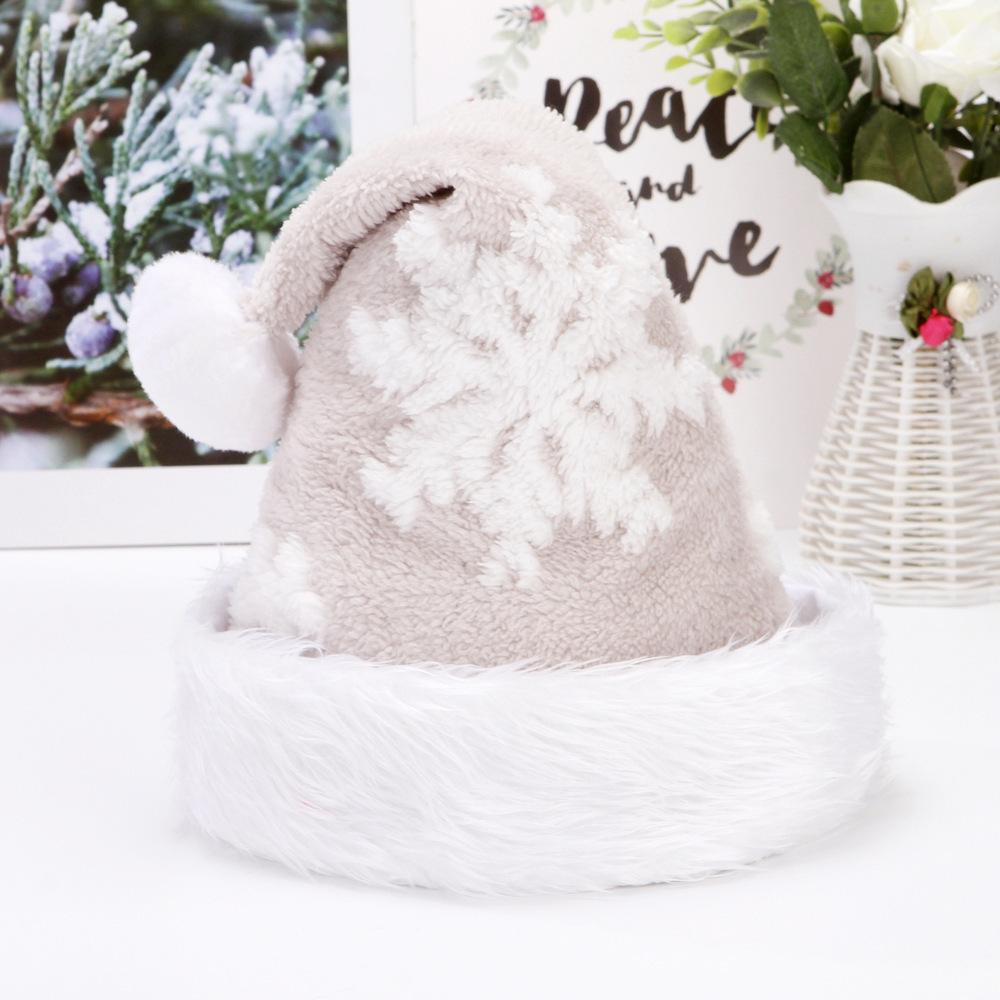 Shu Cotton Velvet Red Gray Large Snowflake Christmas Hat Winter Christmas Decoration Party Gift Polyester Material