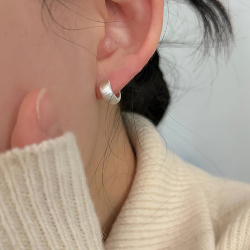 Revedej Silver925 Matt Bold Ring Earrings (2 Type)