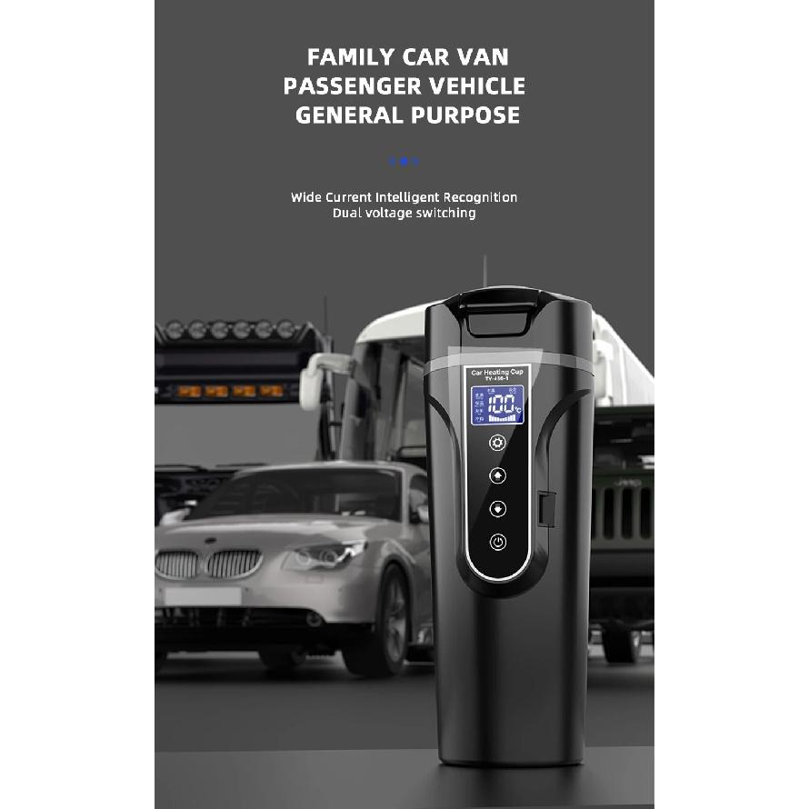 R31 450ml Car Heating Cup 12v/24v Portable Electric Kettle Smart Touch Screen Thermal Mug Temperature Adjustable Car Heating Mug