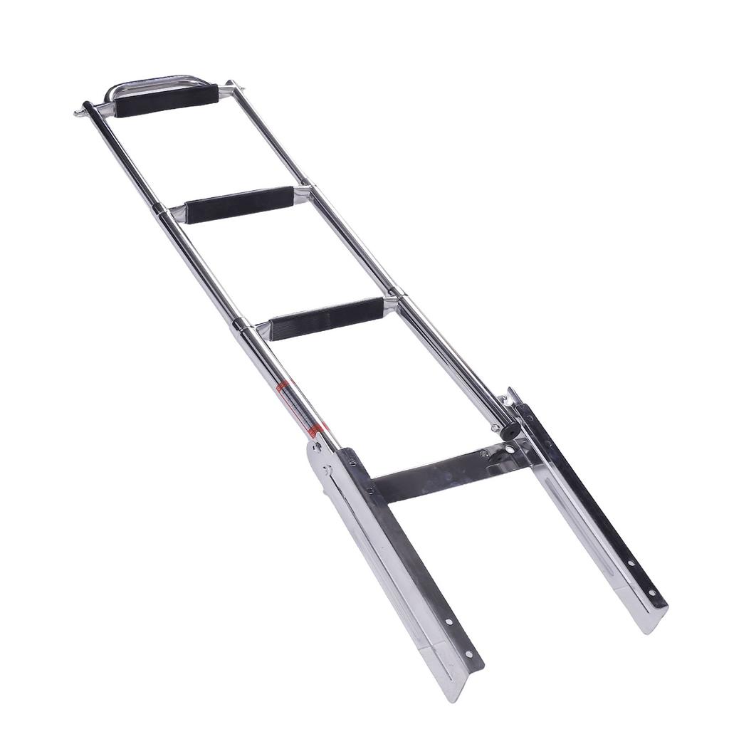 3 Step Boat Ladder Stainless Steel Under Platform Slide Mount Marine Telescoping Ladder for Pontoon Boat
