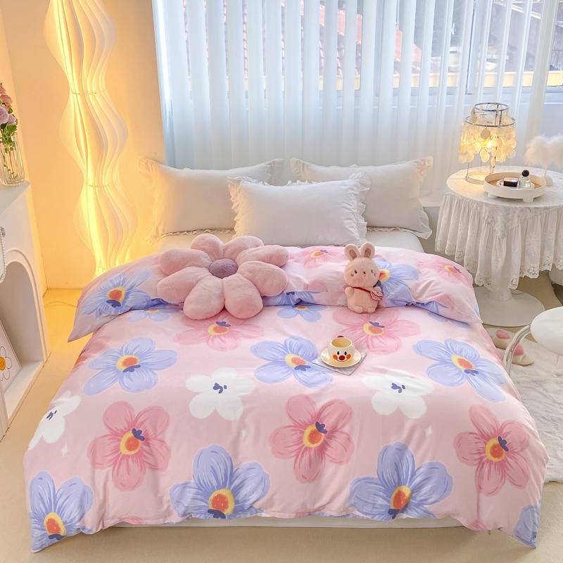 Fresh Flowers Quilt Cover 100% Cotton Zipper Duvet Cover High Quality Skin-friendly Comfortable Bedding for Kids Teens Adults