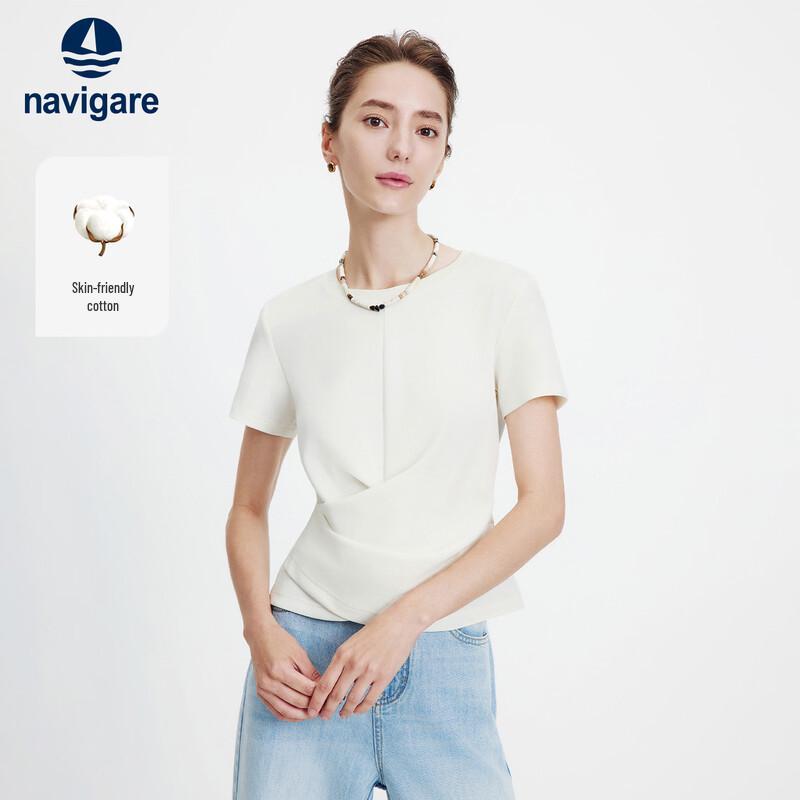 Navigare Women s Slim-Fit Pleated Short-Sleeve T-Shirt L