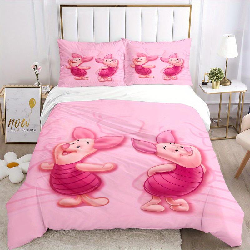 Set Biancheria da Letto Maialino Rosa 3 Pezzi Include 1 Copripiumino e 2 Federe, Confortevole Q082