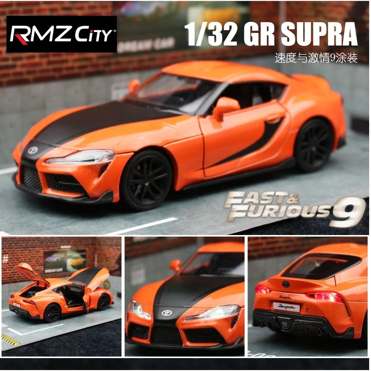 

1/32 Toyota Supra GR Fast & Furious Supercar Модель легкосплавного автомобиля Звук и свет Инерционный механизм Детская игрушка Коллекционные предметы Подарок на день рождения оранжевый