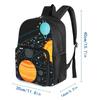 Cosmic Planet Pattern Square Front Pocket Backpack for Boy and Girls Best Gifts 2D Flat Cartoon SchoolBags for Children