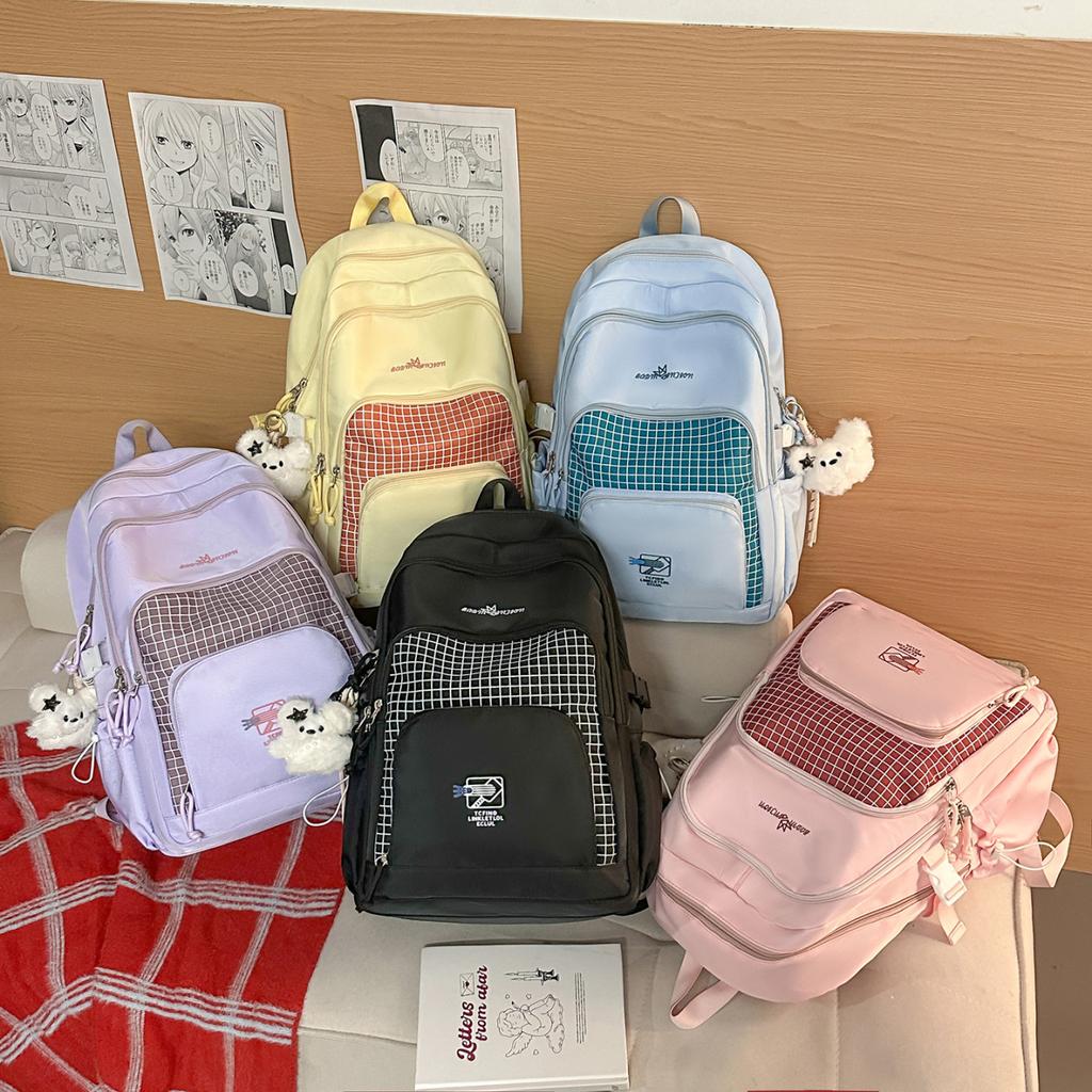 Schoolbag Korean version of large-capacity middle and high school student schoolbag girl backpack daily commute versatile contrasting color backpack