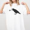 Minimal Raven Graphic T-Shirt, Dark Aesthetic Bird Illustration Tee, Vintage Style Cotton Shirt, Unisex Short Sleeve Top