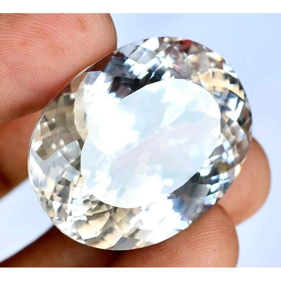 AAA Natural White Sapphire 35 Ct Oval Cut Faceted Loose Certified Gemstone