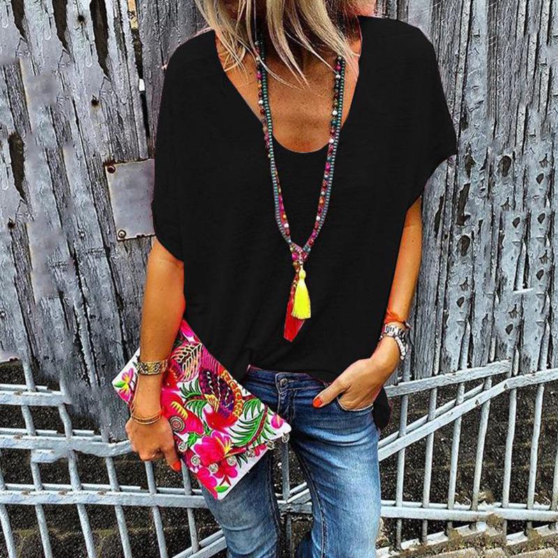 Travel New Women'S Retro Printed Shirt Casual Spring And Summer Breathable Cool Sexy Daily Date Short Sleeved T-Shirt Top
