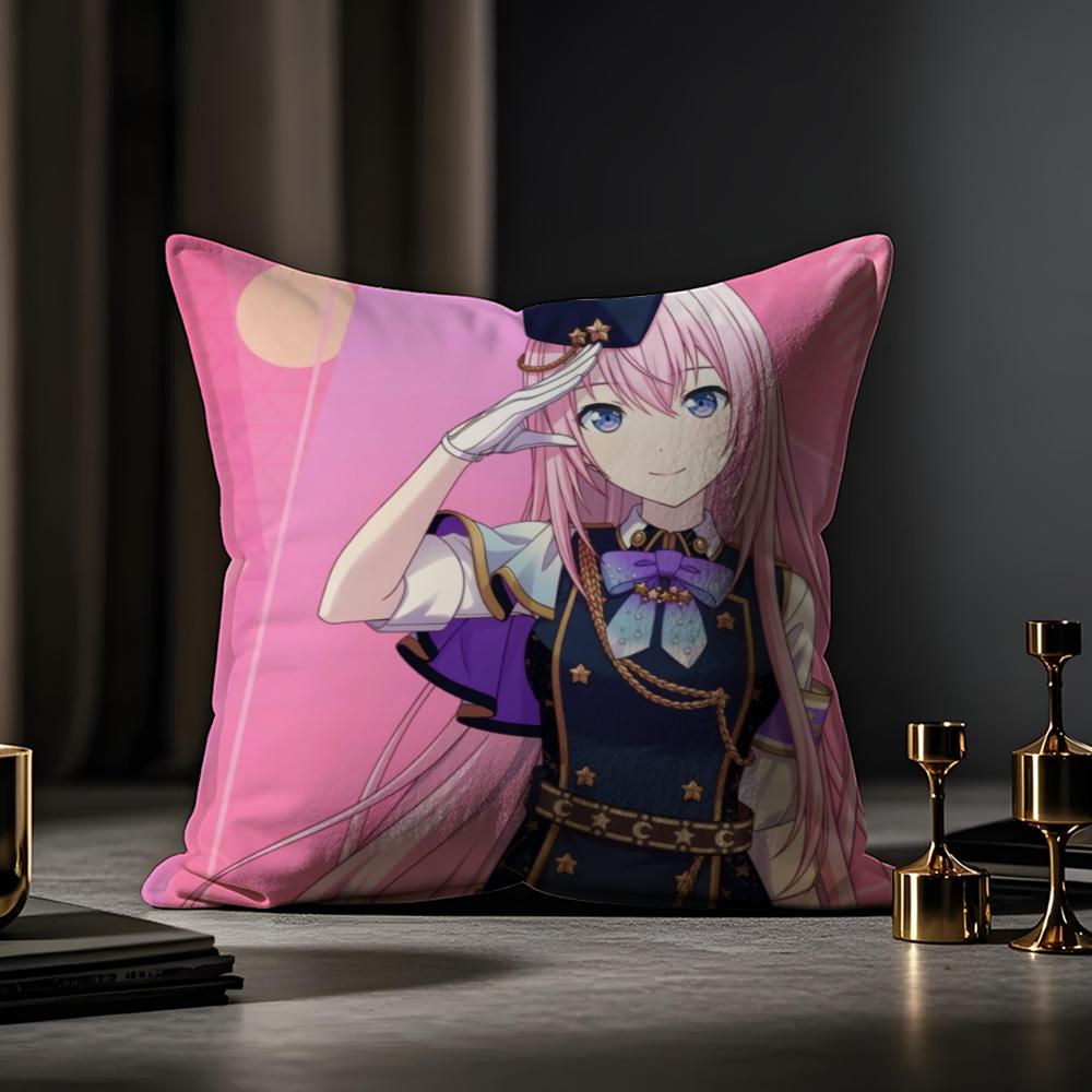 Project Sekai Anime Young Cushion Cover Anti-dustmite Pillowcase Invisible Zipper Silky Short Plush Sofa Cushion Cover