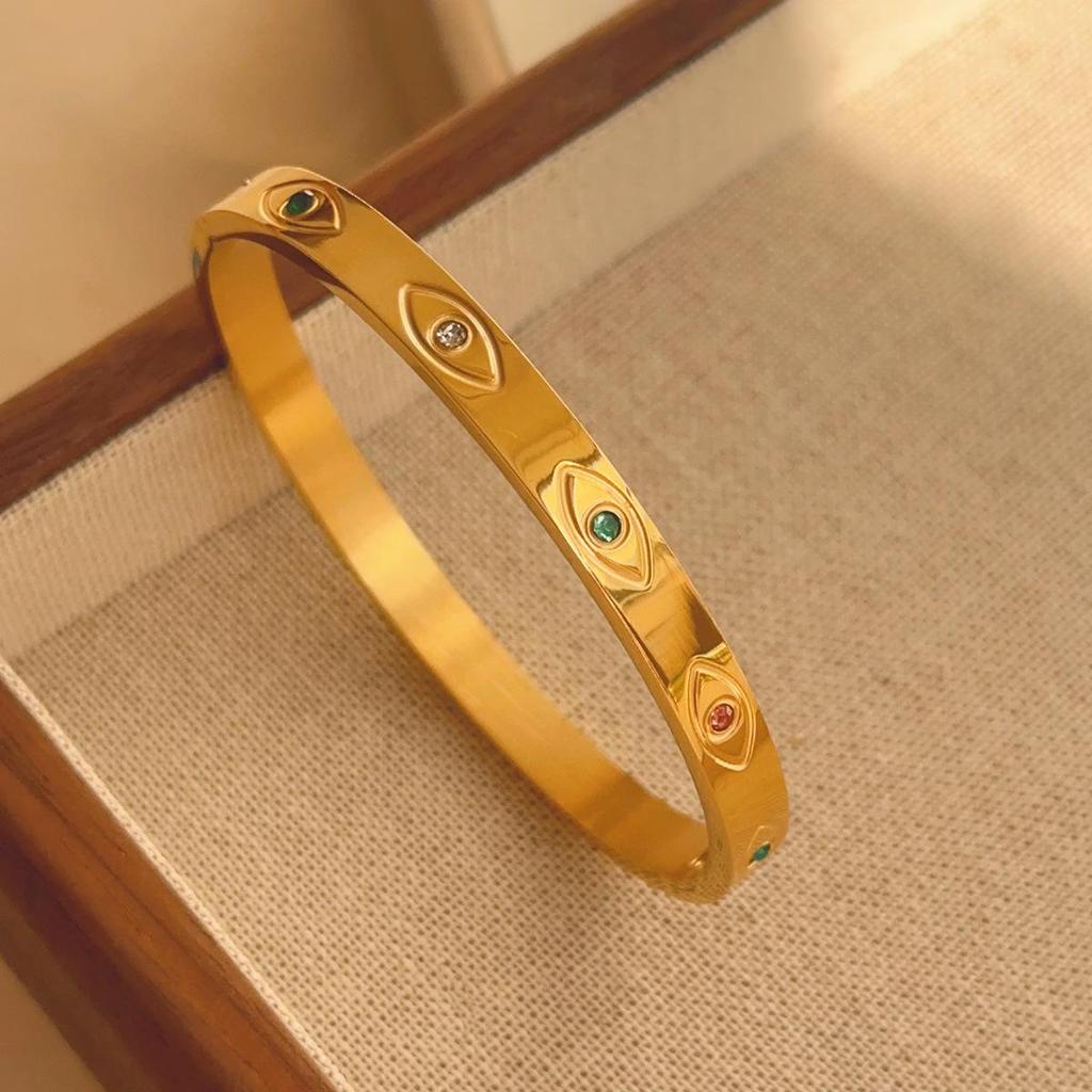 Luxusní dámský náramek z titanové oceli se zirkony a akcenty z bílé perleti