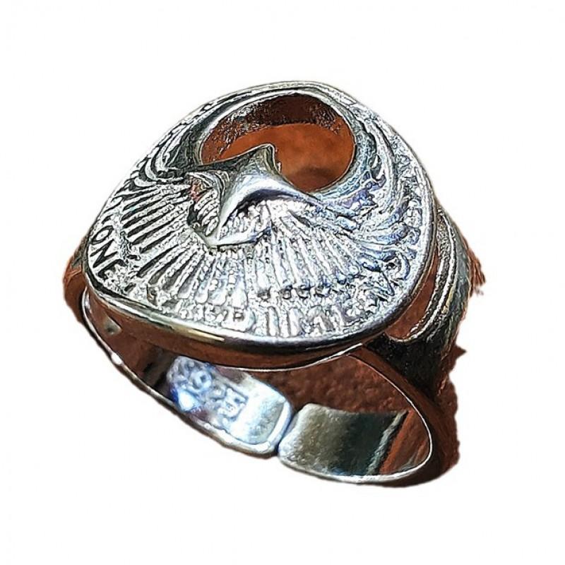 Adjustable Vintage Eagle Ring In Silver-Plated Copper Geometric Design Unisex Retro Statement Jewelry